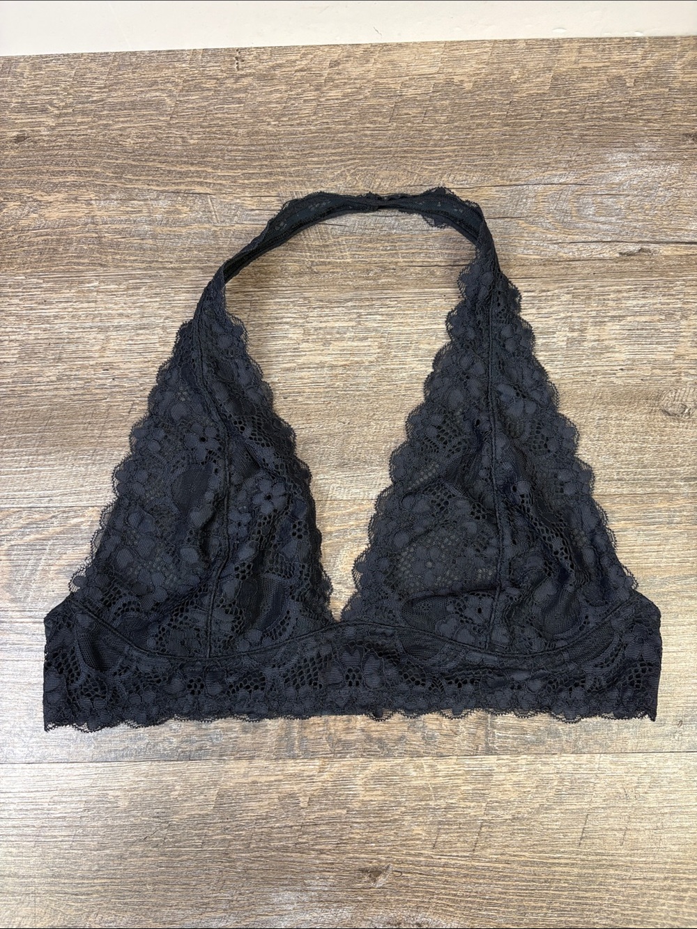 Free People Intimately Black Lace Halter Bralette Size Large